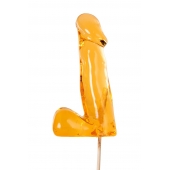 Оранжевый леденец в форме пениса со вкусом аморетто - Sosuчki - купить с доставкой в Воронеже