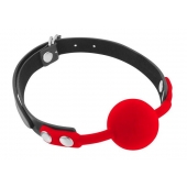 Красный кляп-шарик на черных ремешках - Fetish Tentation - купить с доставкой в Воронеже