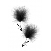 Зажимы на соски с черными пуховыми кисточками Sweet Caress Feather Nipple Clumps - Sweet Caress - купить с доставкой в Воронеже