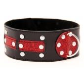 Чёрно-красный ошейник с клёпками - БДСМ Арсенал - купить с доставкой в Воронеже