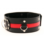 Чёрный ошейник с красной полосой - БДСМ Арсенал - купить с доставкой в Воронеже