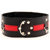 Чёрный ошейник с красной полосой - БДСМ Арсенал - купить с доставкой в Воронеже