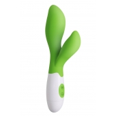 Зеленый вибратор Owen с клиторальным отростком - 20 см. - Baile