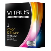 Цветные ароматизированные презервативы VITALIS PREMIUM color   flavor - 3 шт. - Vitalis - купить с доставкой в Воронеже