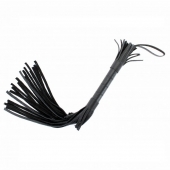 Короткая чёрная плетка из натуральной кожи - БДСМ Арсенал - купить с доставкой в Воронеже