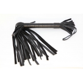 Короткая чёрная плетка из натуральной кожи - БДСМ Арсенал - купить с доставкой в Воронеже