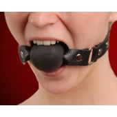 Кляп-шар на чёрных кожаных ремешках - Sitabella - купить с доставкой в Воронеже