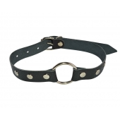 Кляп-кольцо на черных кожаных ремешках - Sitabella - купить с доставкой в Воронеже