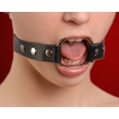 Кляп-кольцо на черных кожаных ремешках - Sitabella - купить с доставкой в Воронеже