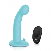Голубая изогнутая насадка 6in Remote Control Ripple P-Spot G-Spot на черных трусиках - 16 см. - Pegasus - купить с доставкой в Воронеже
