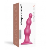 Розовая насадка Strap-On-Me Dildo Plug Beads size L - Strap-on-me - купить с доставкой в Воронеже