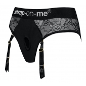 Черные трусики для насадок Diva Lingerie Harness - size S - Strap-on-me - купить с доставкой в Воронеже