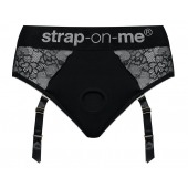 Черные трусики для насадок Diva Lingerie Harness - size L - Strap-on-me - купить с доставкой в Воронеже