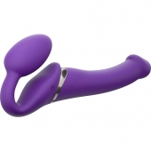 Фиолетовый безремневой вибрострапон Silicone Bendable Strap-On - size M - Strap-on-me - купить с доставкой в Воронеже