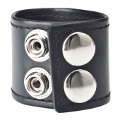 Хомут-утяжка для мошонки из искусственной кожи на клепках SNAP BALL STRETCHER - BlueLine - купить с доставкой в Воронеже