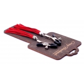 Металлические зажимы на соски с красными замшевыми кисточками - Crazy Handmade - купить с доставкой в Воронеже