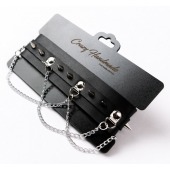 Черный чокер с шипами и металлическими цепочками - Crazy Handmade - купить с доставкой в Воронеже