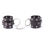 Черные кожаные наручники с люверсами - Crazy Handmade - купить с доставкой в Воронеже