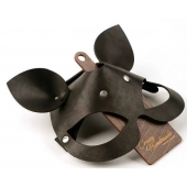 Черная кожаная маска  Кошка  с маленькими ушками - Crazy Handmade - купить с доставкой в Воронеже