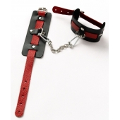 Черные оковы с красным декором и заклепками - Crazy Handmade - купить с доставкой в Воронеже