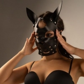 Черная маска  Собака  с ушками - Crazy Handmade - купить с доставкой в Воронеже