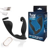 Черный анальный вибромассажёр с эрекционным кольцом и подхватом для мошонки - 12,8 см. - Sex Expert - в Воронеже купить с доставкой
