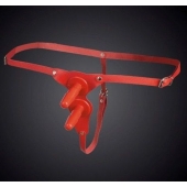 Красные кожаные универсальные трусики с двумя  штырьками для насадок - Sitabella - купить с доставкой в Воронеже