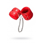 Кожаные красные оковы с цепочкой - Sitabella - купить с доставкой в Воронеже