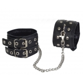 Чёрные кожаные оковы, соединенные цепочкой - Sitabella - купить с доставкой в Воронеже