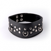 Кожаный черный ошейник с велюровой подкладкой - Sitabella - купить с доставкой в Воронеже