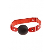 Чёрный кляп-шар с красным ремешком - Sitabella - купить с доставкой в Воронеже