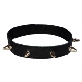 Узкий чёрный ошейник с шипами - Sitabella - купить с доставкой в Воронеже