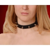 Узкий чёрный ошейник с шипами - Sitabella - купить с доставкой в Воронеже