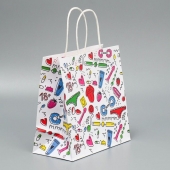 Подарочный крафтовый пакет«18» - 22×22×11 см. - Сима-Ленд - купить с доставкой в Воронеже