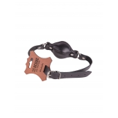 Чёрный кожаный кляп на регулируемых ремешках - Sitabella - купить с доставкой в Воронеже