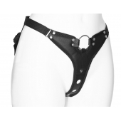 Черный женский пояс с вагинальной пробкой - LOVETOY (А-Полимер) - купить с доставкой в Воронеже