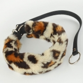 Леопардовый меховой ошейник с кожаным поводком - Sitabella - купить с доставкой в Воронеже