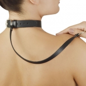 Зеленый меховой ошейник с кожаным поводком - Sitabella - купить с доставкой в Воронеже