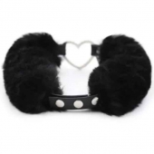 Черный меховой ошейник с металлическим сердечком - Notabu - купить с доставкой в Воронеже