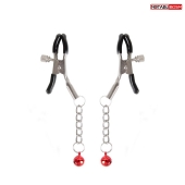 Серебристые зажимы на соски с шариками на цепочках - Notabu - купить с доставкой в Воронеже