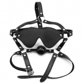 Черная маска-шоры с регулируемыми ремешками и кляпом-шариком - Notabu - купить с доставкой в Воронеже