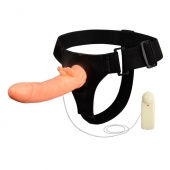 Фаллопротез с ребристым основанием на трусиках с вибрацией - 18 см. - Baile - купить с доставкой в Воронеже