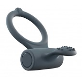 Серое перезаряжаемое эрекционное кольцо с вибрацией Power Clit - Dorcel - в Воронеже купить с доставкой