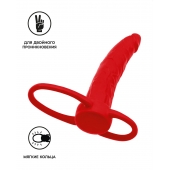 Красная насадка на пенис для двойного проникновения Black Red - 16,5 см. - ToyFa - купить с доставкой в Воронеже