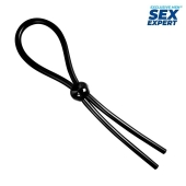 Черное силиконовое лассо с шариком для утяжки - Sex Expert - в Воронеже купить с доставкой
