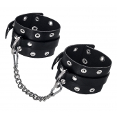 Черные кожаные однослойные оковы с люверсами - Pecado - купить с доставкой в Воронеже