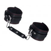 Черные кожаные однослойные оковы с контрастной строчкой - Pecado - купить с доставкой в Воронеже