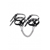 Черные однослойные кожаные оковы из двух ремешков - Pecado - купить с доставкой в Воронеже