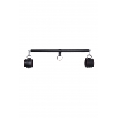 Черная распорка для ног с кожаными манжетами - Pecado - купить с доставкой в Воронеже