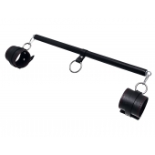 Черная распорка для ног с кожаными манжетами - Pecado - купить с доставкой в Воронеже